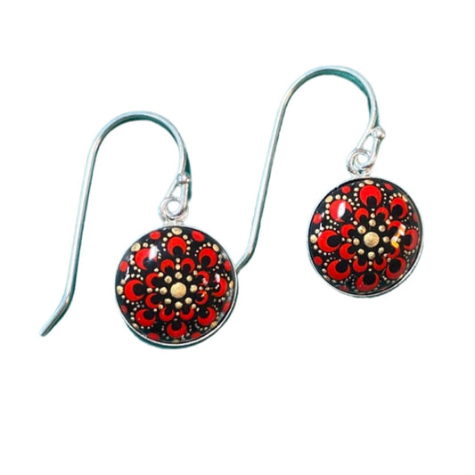 Red Mandala Earrings