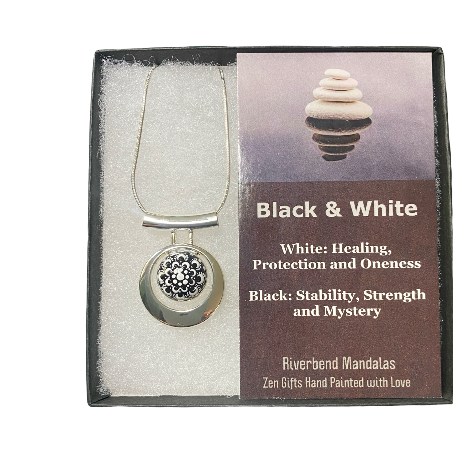 Small Black & White Mandala Necklace