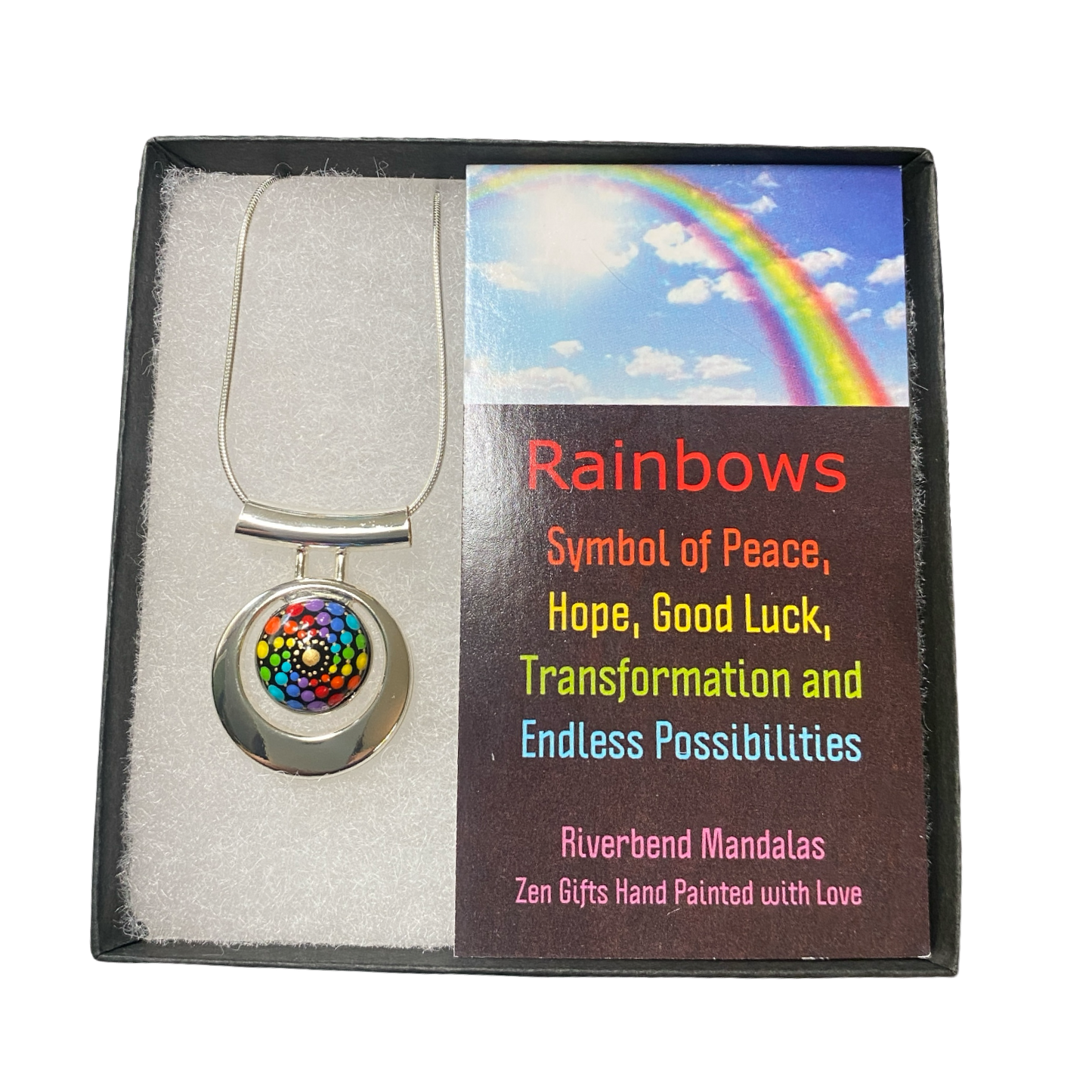 Small Rainbow Mandala Necklace