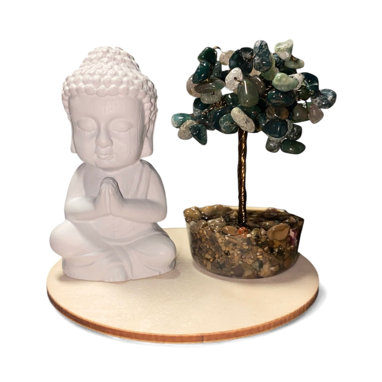 MOSS AGATE BUDDHA SET *Tranquility *Wealth *Self-Esteem