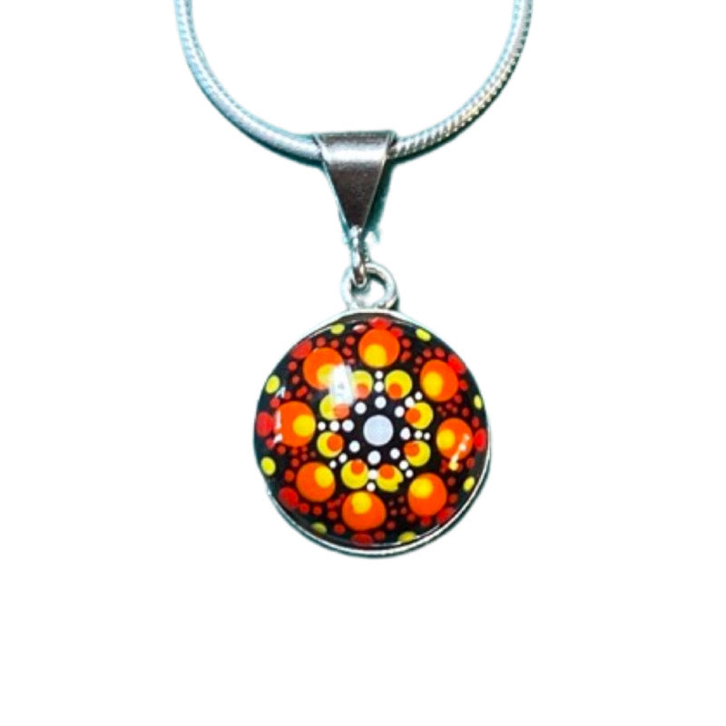 Small Sunrise Mandala Pendant on Sterling Siver Chain
