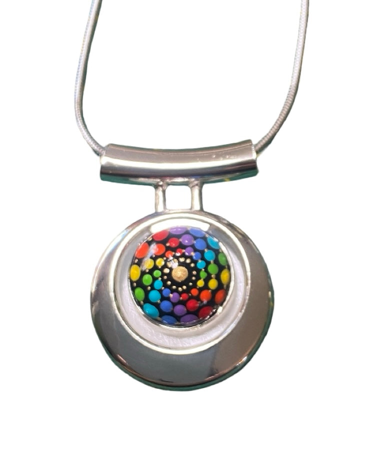 Small Rainbow Mandala Necklace