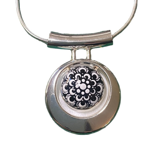 Small Black & White Mandala Necklace