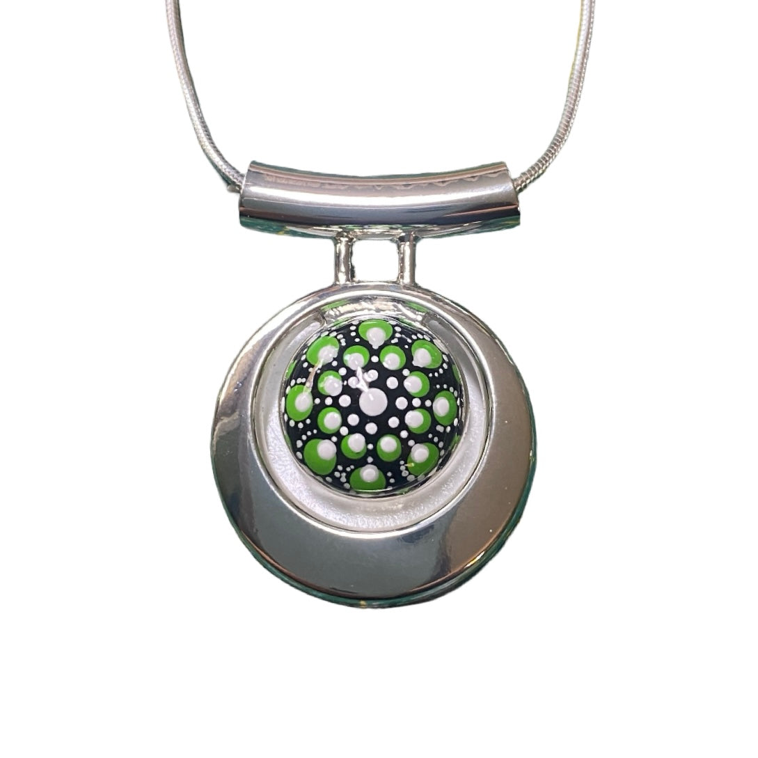 Small Lime Green Mandala Necklace