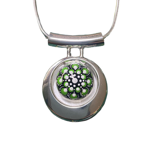 Small Lime Green Mandala Necklace