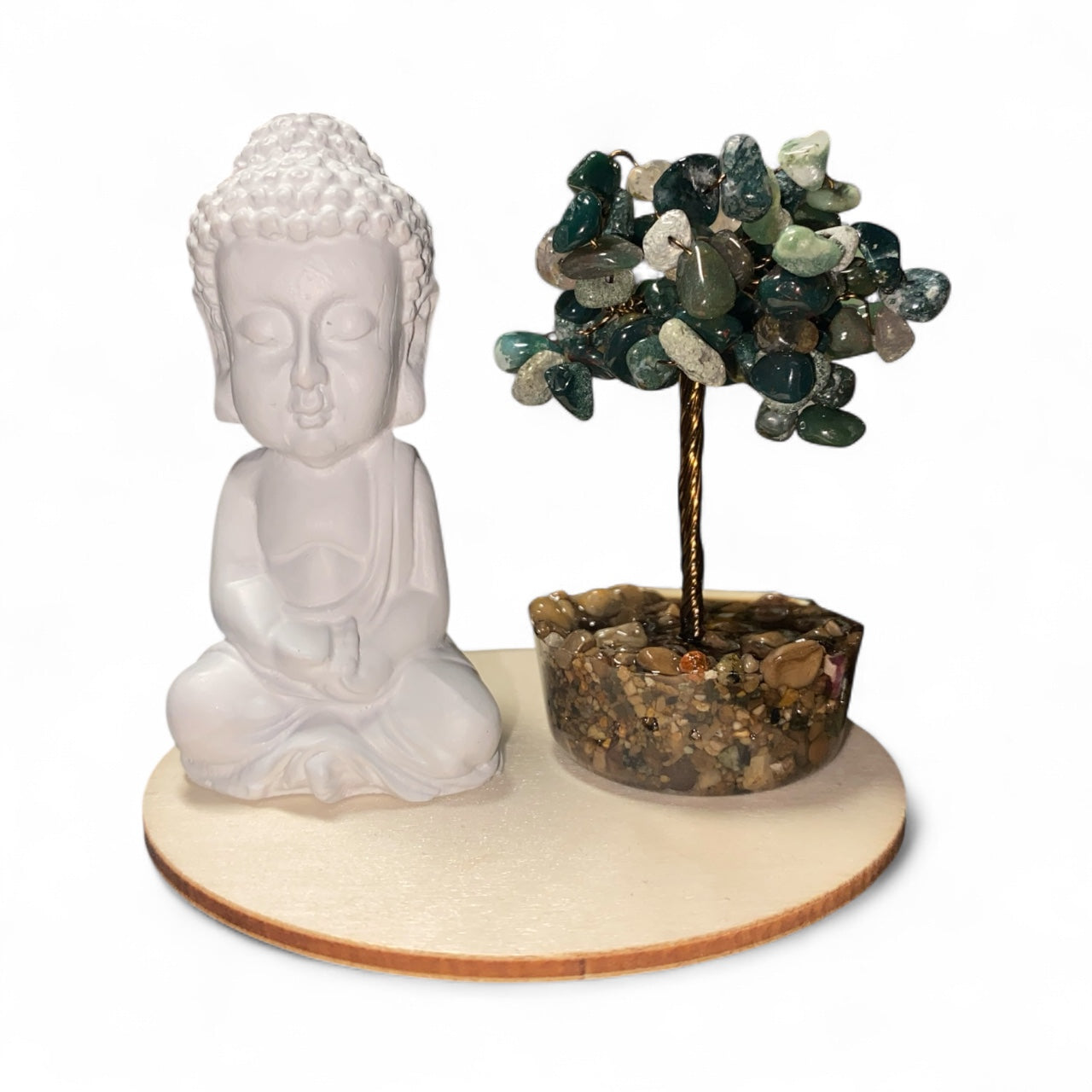 MOSS AGATE BUDDHA SET *Tranquility *Wealth *Self-Esteem