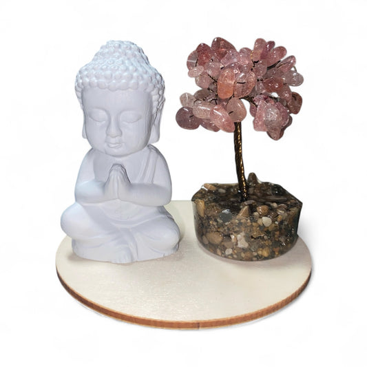 STRAWBERRY QUARTZ  BUDDHA SET *Love *Happiness *Healing